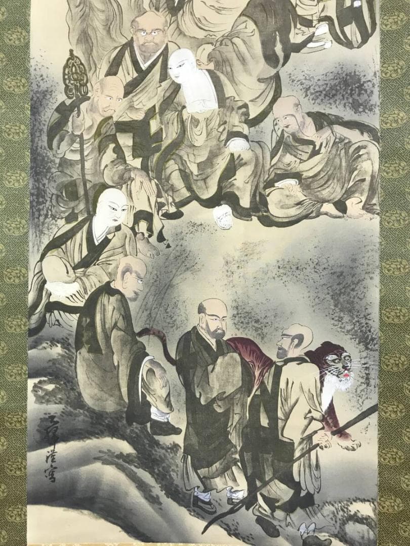 複製/作者不詳/十六羅漢図/工芸品/掛軸☆宝船☆AH-813