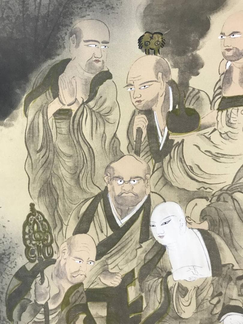 複製/作者不詳/十六羅漢図/工芸品/掛軸☆宝船☆AH-813