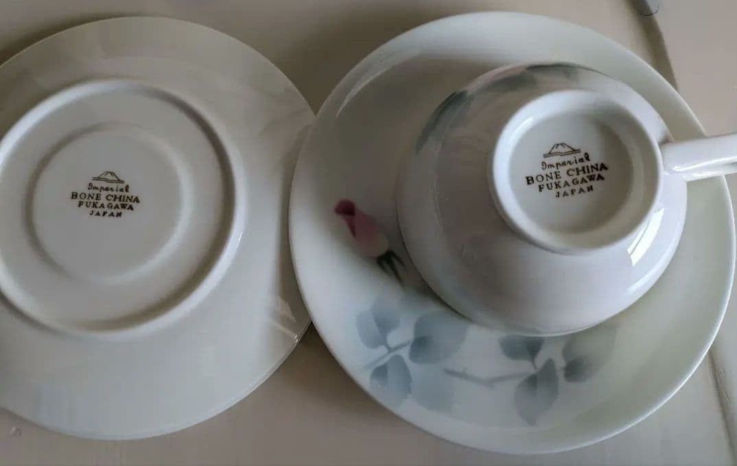 新品 レトロオールド深川 製磁 インペリアル薔薇 カップ＆ソーサー３組セット