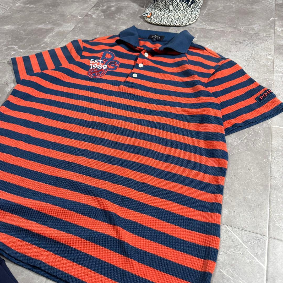 美品 パーリーゲイツ ゴルフ 半袖 ボーダー ポロシャツ XXL GOLF