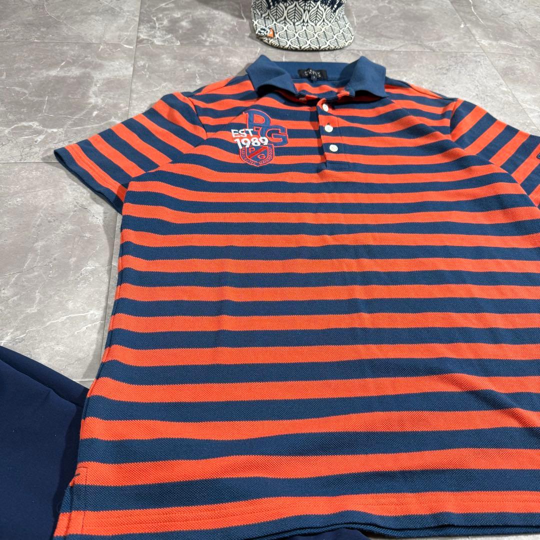 美品 パーリーゲイツ ゴルフ 半袖 ボーダー ポロシャツ XXL GOLF