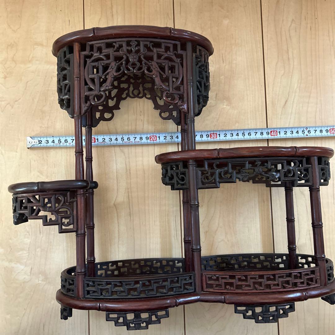 木製 盆栽用古作飾り台 骨董品 木工 小品用 香炉台 瓶台 花台 盆栽台