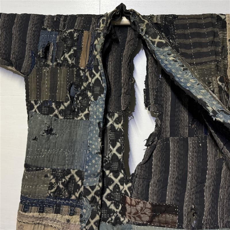 古布 木綿 藍染 刺子 継ぎ接ぎ 襤褸 ⑩ 野良着 サックリ さっくり boro