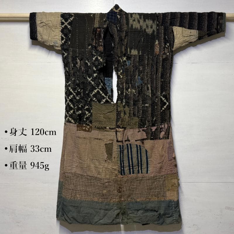 古布 木綿 藍染 刺子 継ぎ接ぎ 襤褸 ⑩ 野良着 サックリ さっくり boro