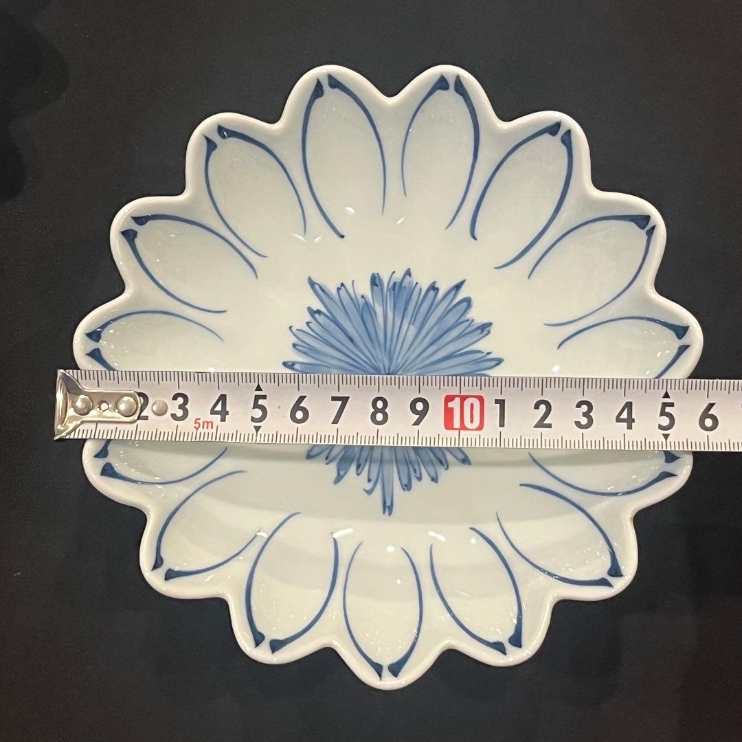 有田焼 幸祥窯 三つ足 中鉢揃 5枚セット 菊割小鉢 染付菊絵 猫足 白磁