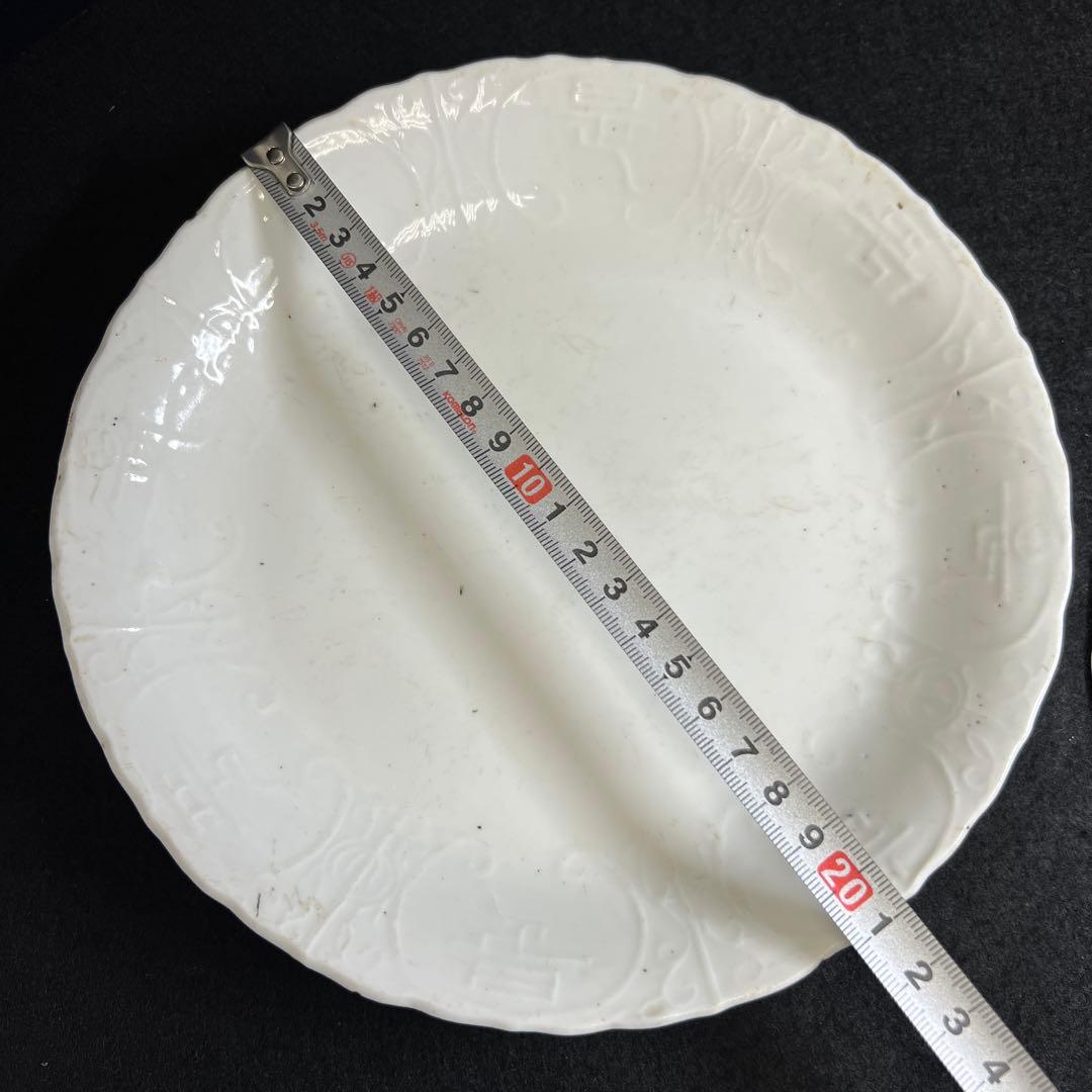 江戸初期　古九谷　白磁皿2点　木箱付　幅約21㎝　東Y8-0408⑧
