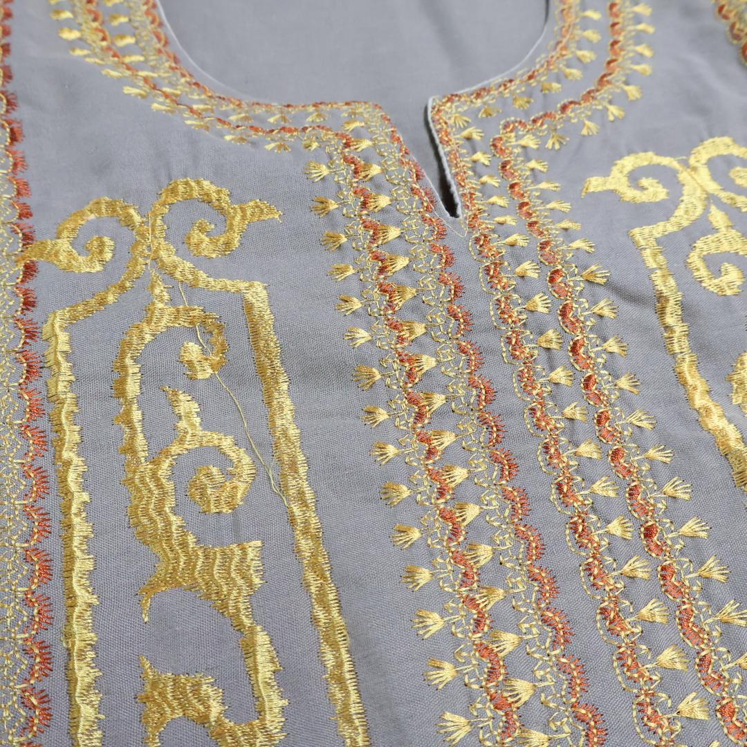 【ベリーダンス用衣装】ブラウン×グレー サイーディドレス 刺繍 異国情緒