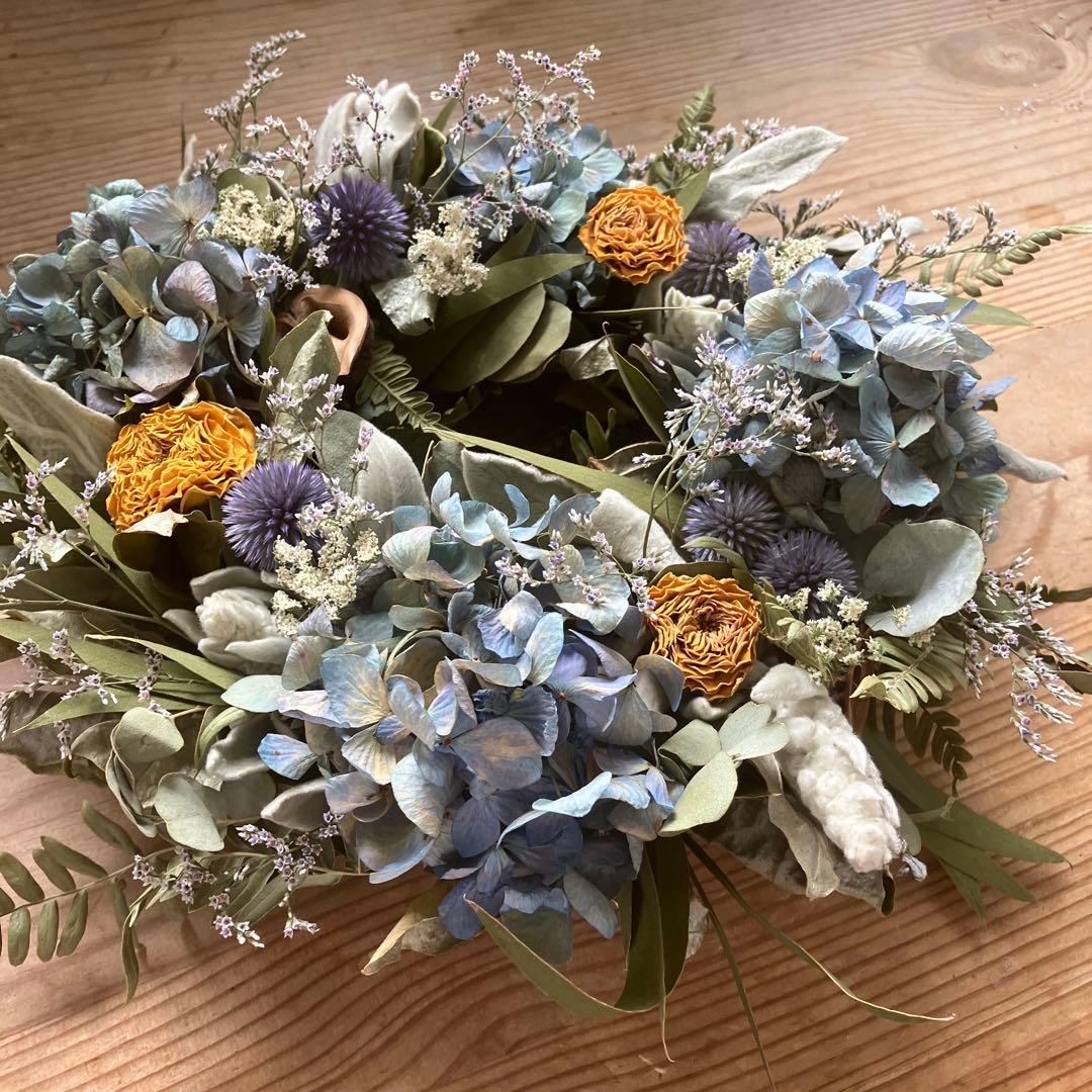 夏☀︎SALE！アンティーク紫陽花のsummerリース　ルリタマアザミ