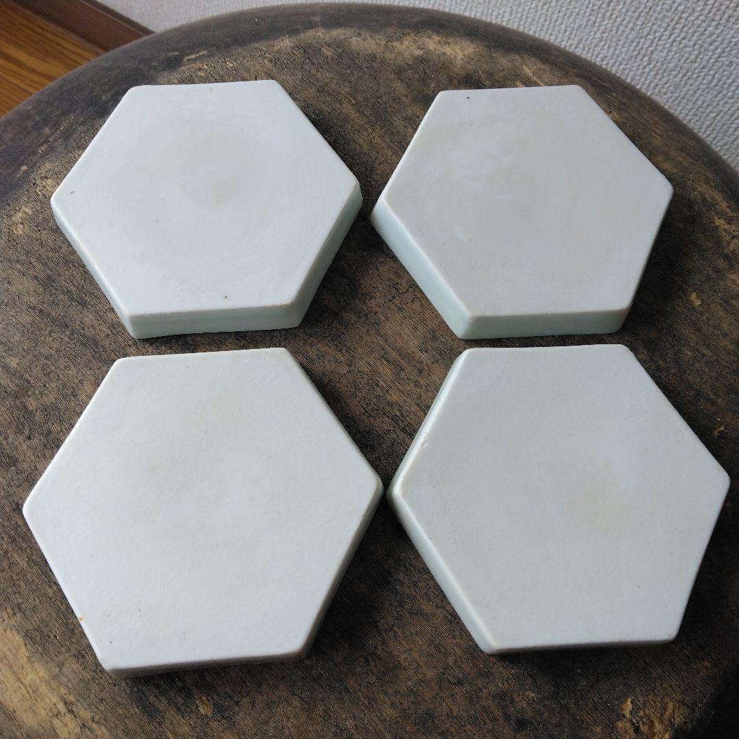 古伊万里 龍の柄 六角皿 小皿 豆皿 8枚 陶器 染付 アンティーク 骨董