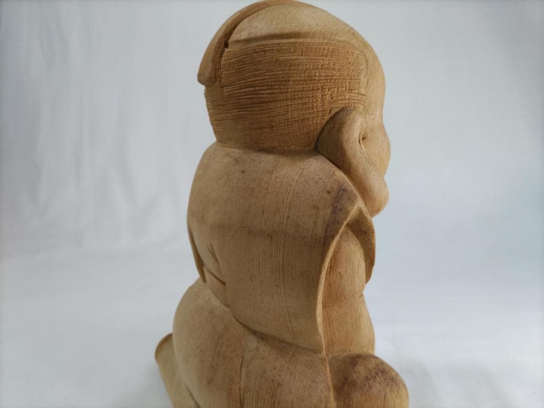 木彫り彫刻　【福助】高さ25ｃｍ 商売繁盛、縁起物彫刻