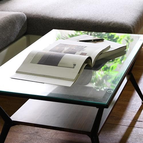 《新品・送料無料》ガラスリビングテーブル クレア 幅80cm ダークブラウン