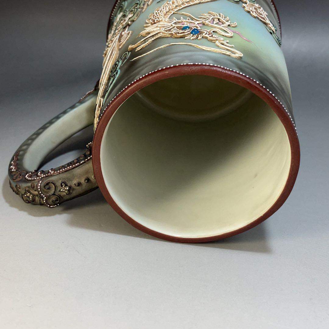 ★希少★高さ14cm オールドノリタケ コップ ドラゴン 盛り上げ花瓶1821