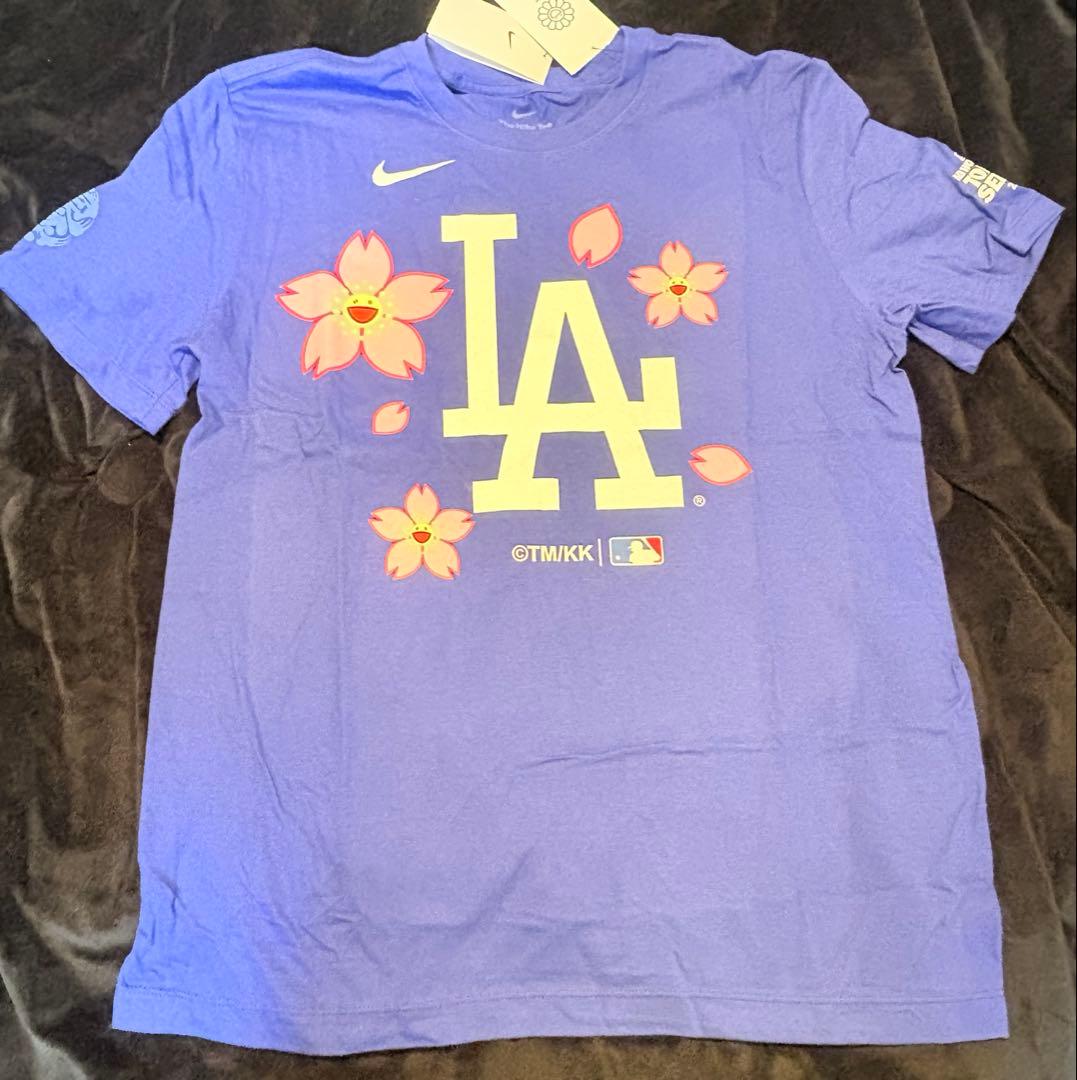 Nike ドジャース MLB コラボ 村上隆 Tシャツ ブルー Lサイズ