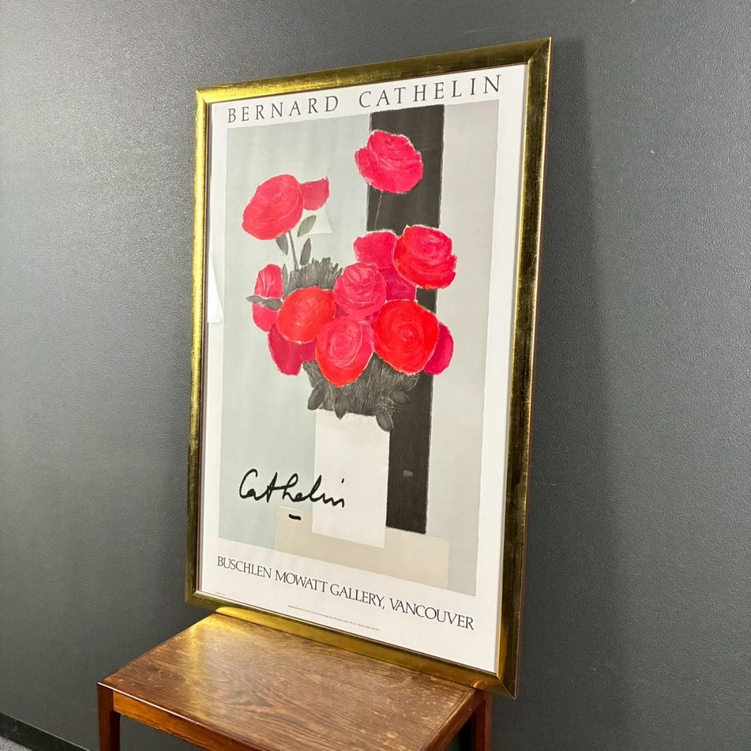 美品 ベルナール・カトラン「白い花瓶のバラの花束」リトポスター 展覧会ポスター