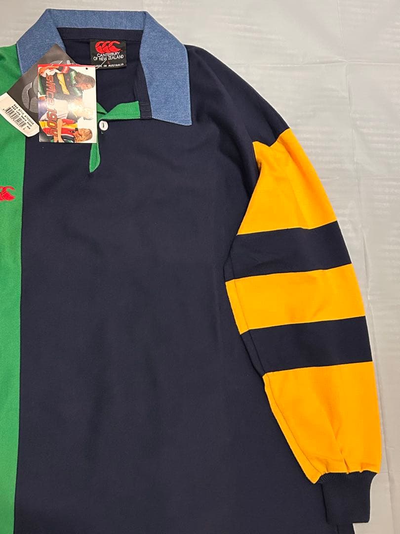 新品 Canterbury ラガーシャツ L マルチカラー 切替 90s
