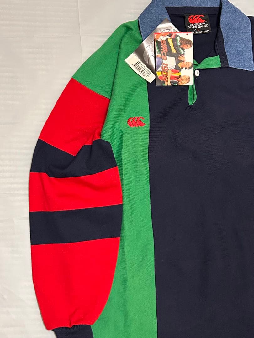 新品 Canterbury ラガーシャツ L マルチカラー 切替 90s