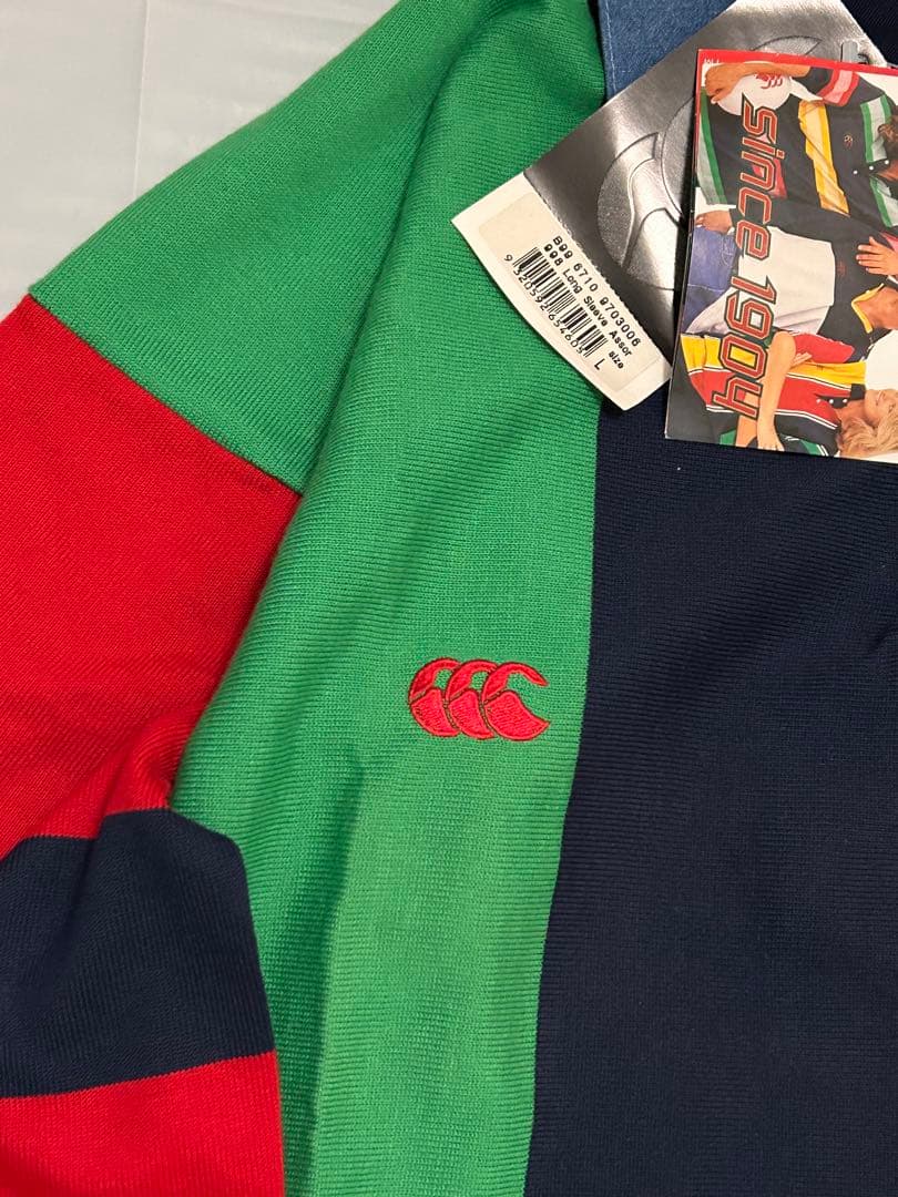 新品 Canterbury ラガーシャツ L マルチカラー 切替 90s