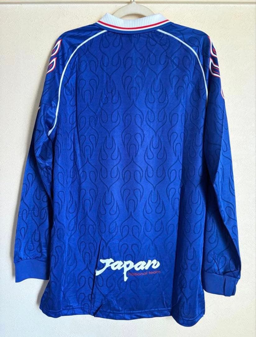 ASICS JFA 日本代表 ユニフォーム 長袖 ブルー 炎柄 1998