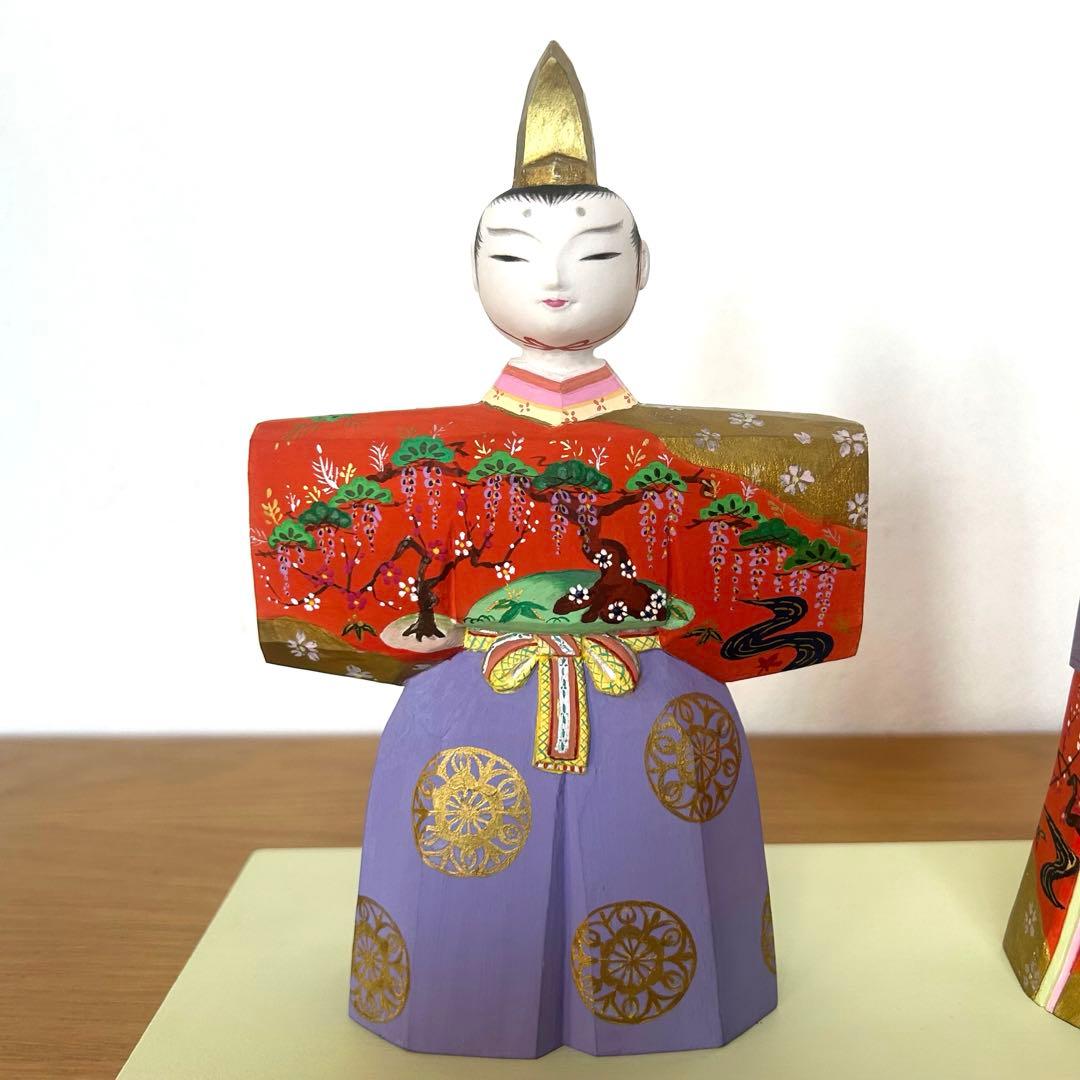 日展作家　佐藤晃永作　木彫り立ち雛　雛人形