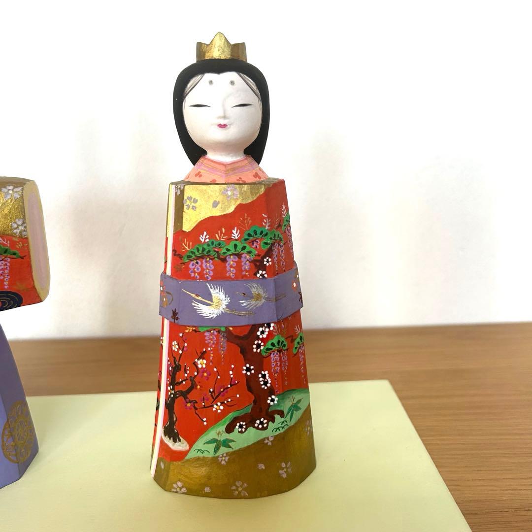 日展作家　佐藤晃永作　木彫り立ち雛　雛人形