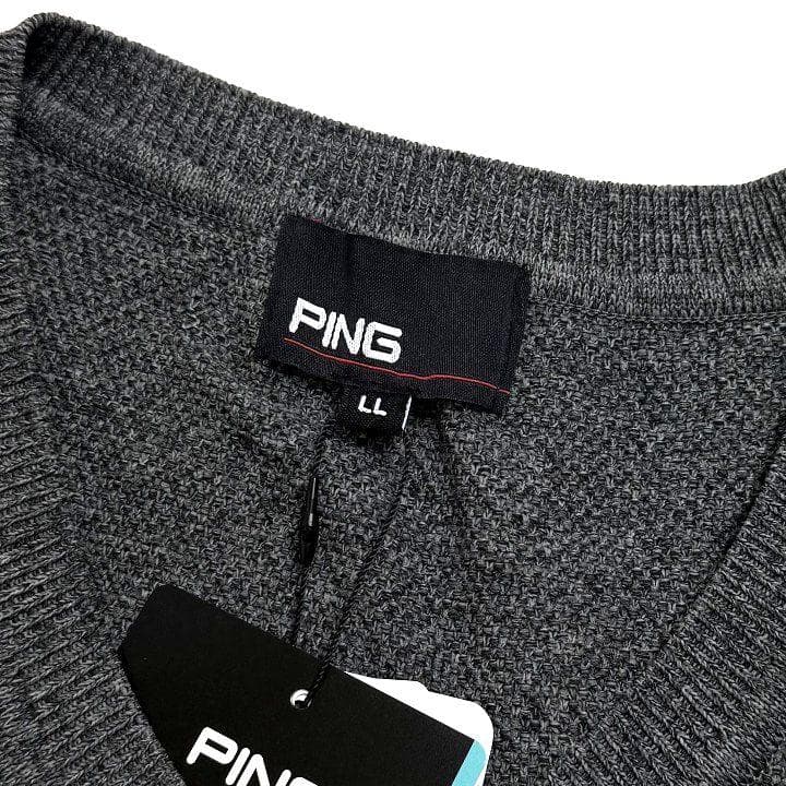 新品 PING ピン ゴルフ Vネック ニット ベスト プルオーバー 灰 LL