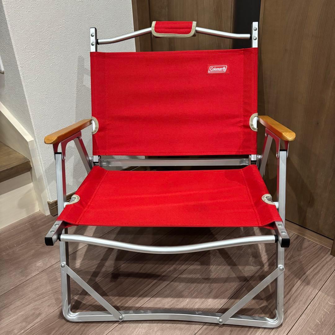 美品✨　Coleman コンパクトフォールディングチェア　レッド&オリーブ　2脚