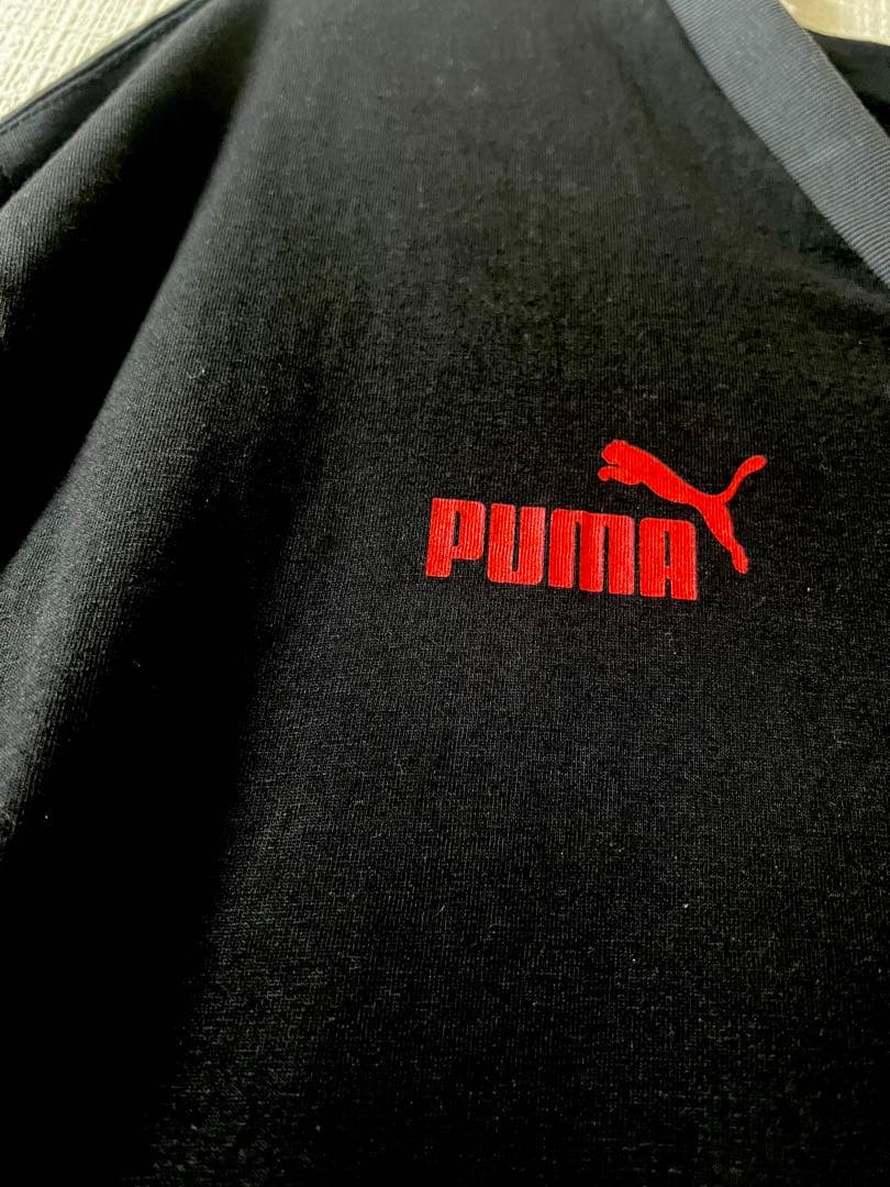 PUMA ブラック Vネックシャツ Mロゴ ( AC - MILAN )