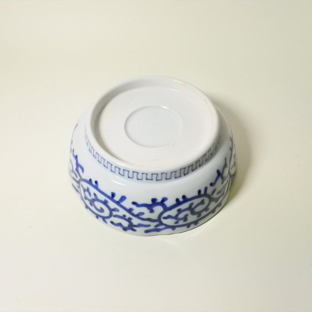江戸後期　伊万里　染付　みじん唐草　鉢　5客　骨董品　アンティーク