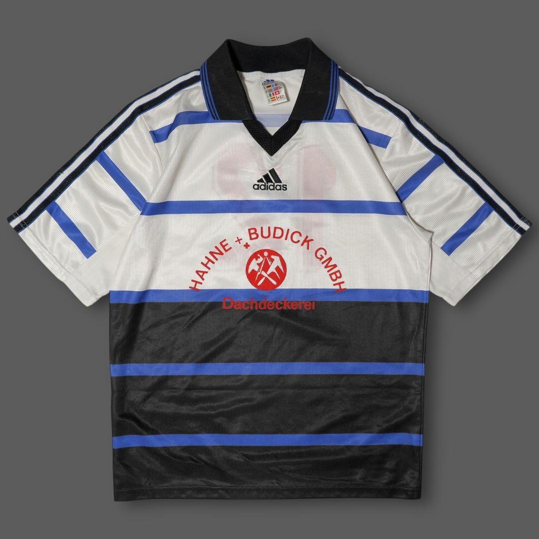 美品★90s★英国製★adidas★サッカー ユニフォーム★襟付き★企業 古着