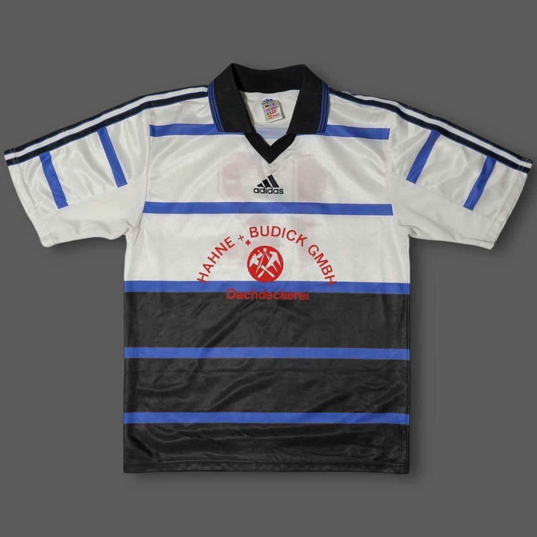 美品★90s★英国製★adidas★サッカー ユニフォーム★襟付き★企業 古着