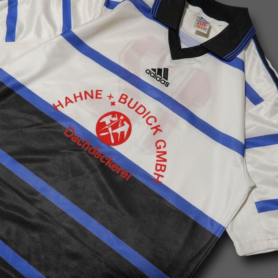 美品★90s★英国製★adidas★サッカー ユニフォーム★襟付き★企業 古着
