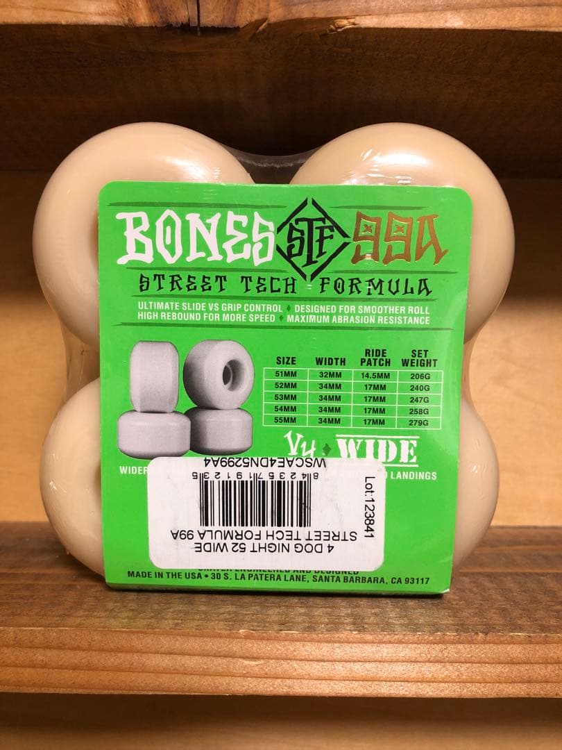 スケートボード BONES STF 99A 52mm V4 WIDE