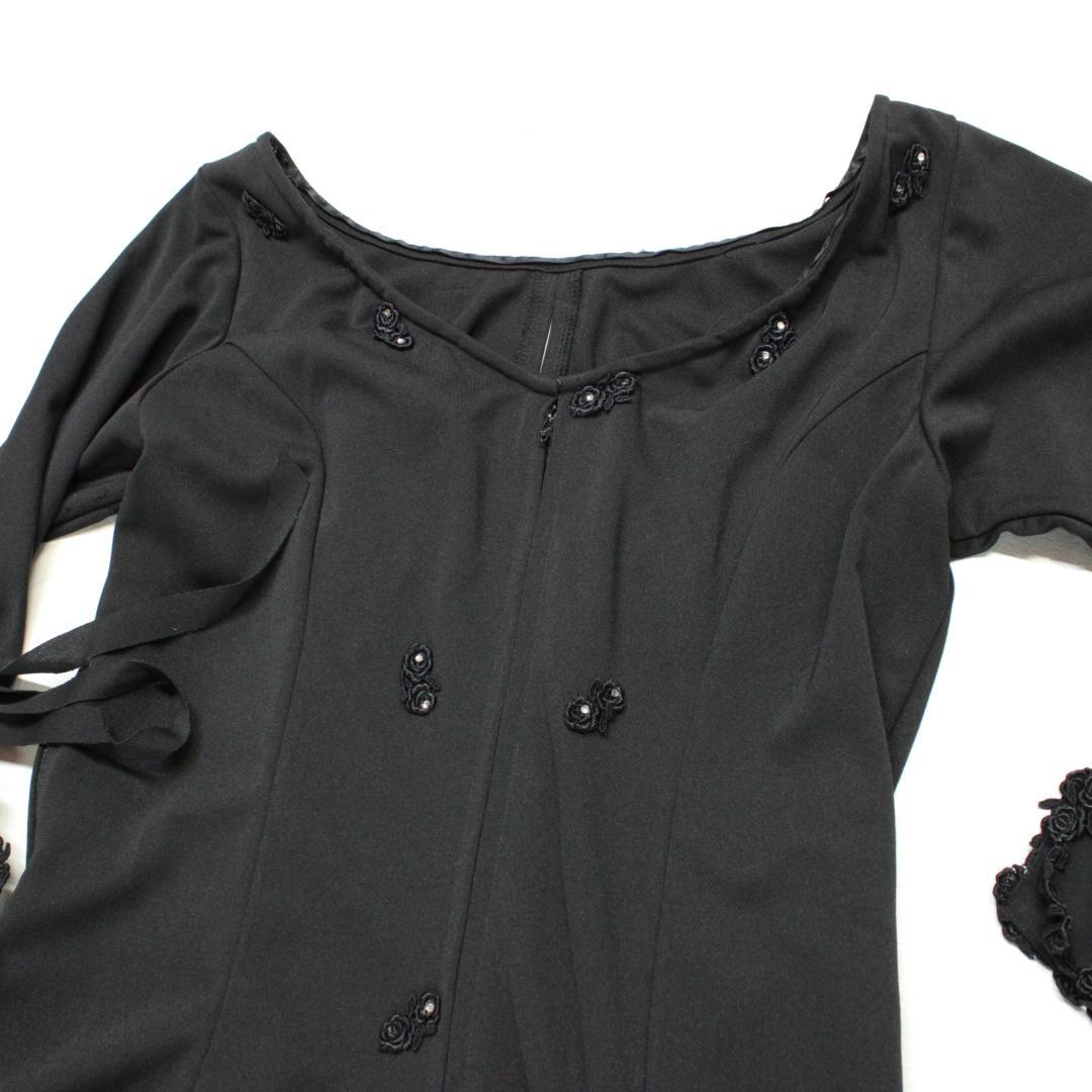 【美品 日本製社交ダンス衣装】ワンピース ドレス UNA 黒 かわいい シンプル