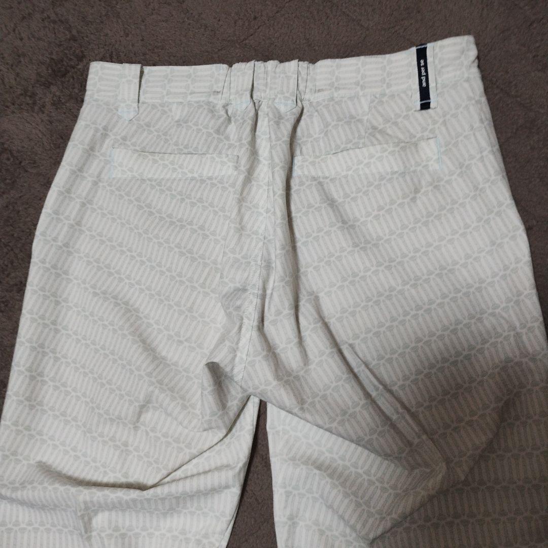 アンパスィ　ゴルフパンツ　ティー柄　総柄　ホワイト　白　メンズL