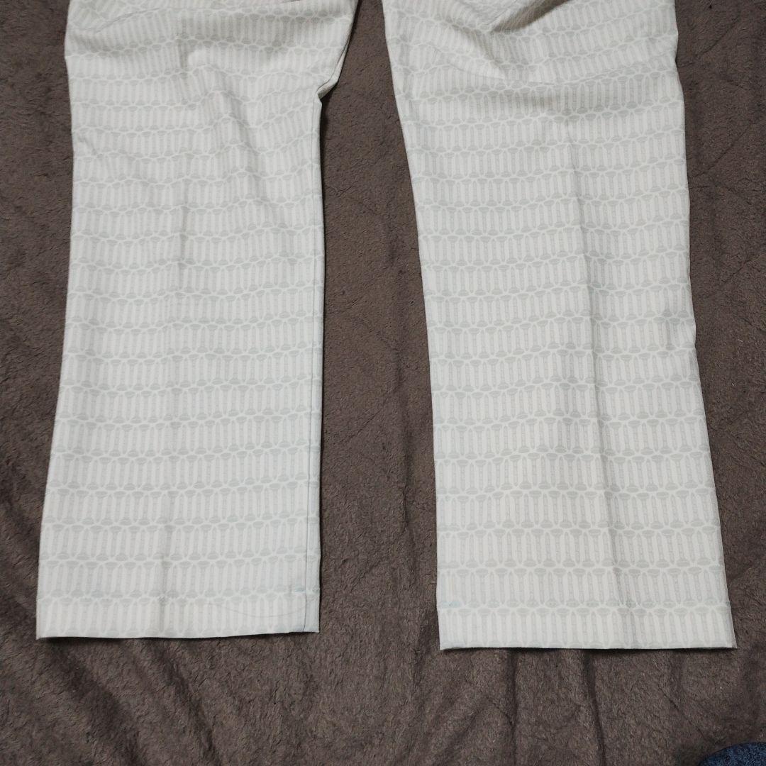 アンパスィ　ゴルフパンツ　ティー柄　総柄　ホワイト　白　メンズL