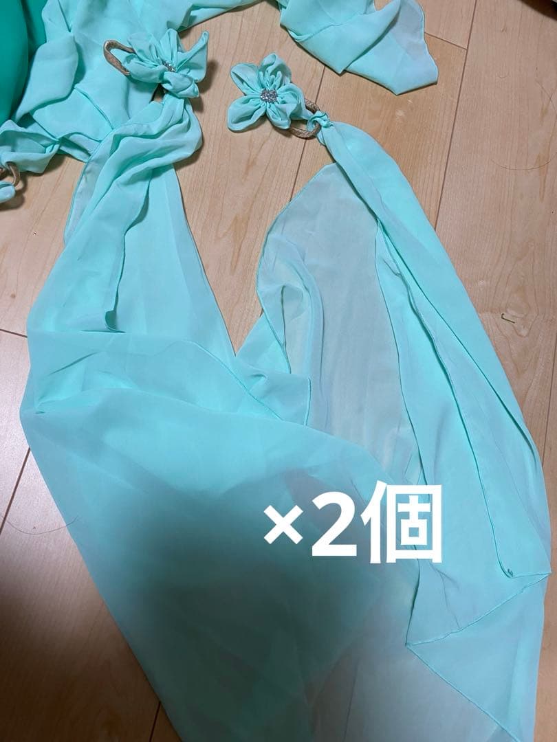 社交ダンス用グリーンドレス フロート付き