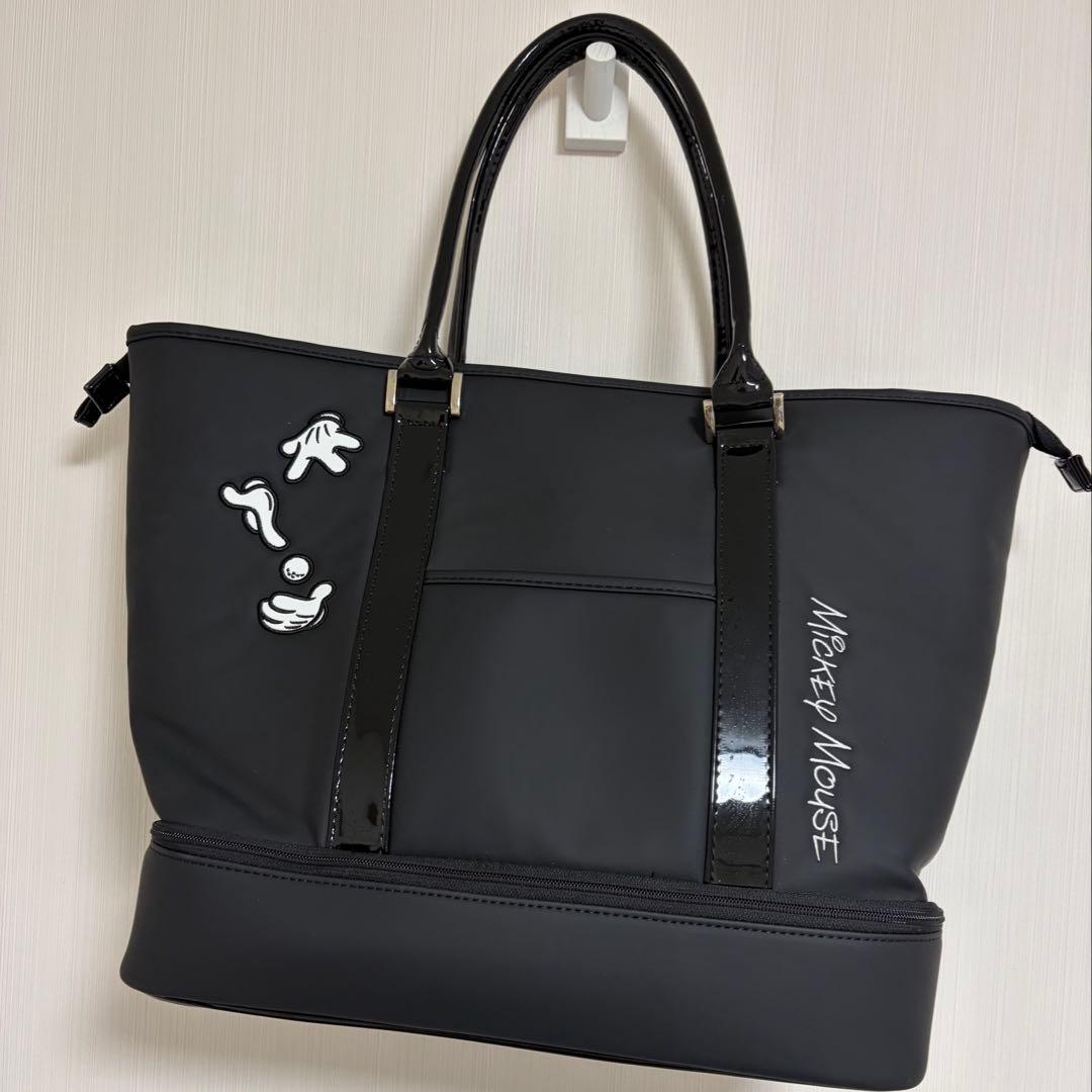 美品 ディズニー ミッキー ブラック　ボストンバッグ トート 2段式