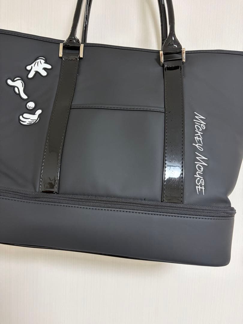 美品 ディズニー ミッキー ブラック　ボストンバッグ トート 2段式