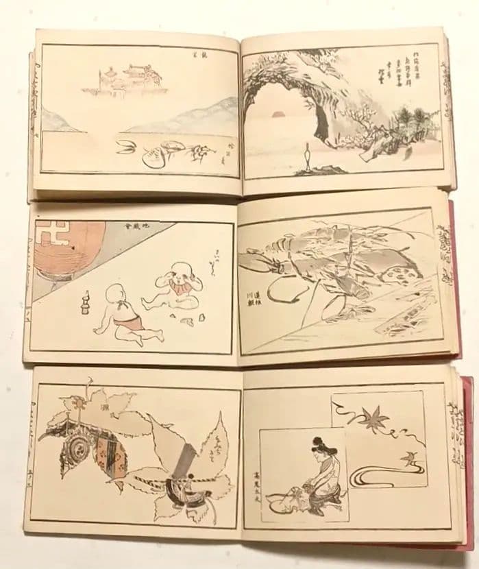色摺木版画本やまとにしき（大和錦)全5冊揃い鈴木萬年画明治21年～明治24年出版