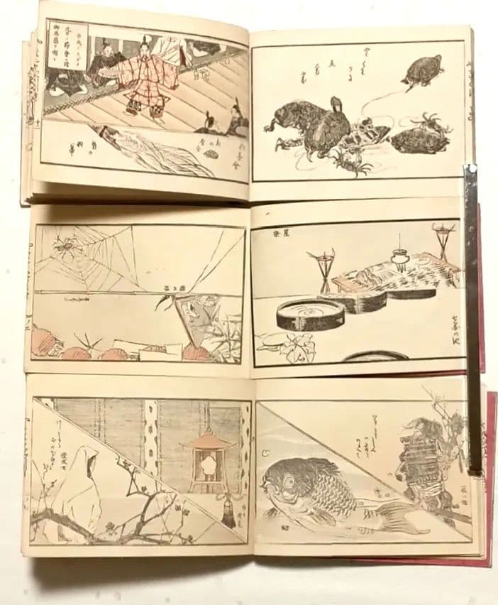 色摺木版画本やまとにしき（大和錦)全5冊揃い鈴木萬年画明治21年～明治24年出版