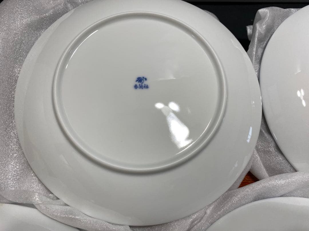 未使用保管品 廃盤 香蘭社 藍染ぶどう 中皿揃 5枚組 有田焼 和食器
