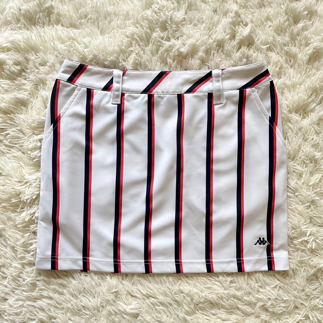 美品 kappa ストライプスカート ホワイト M