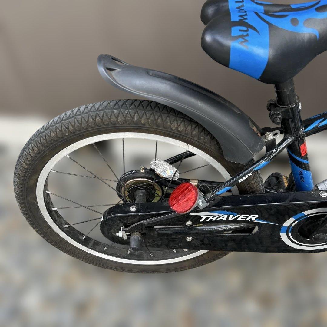 TRAVER 子供用自転車 黒/青 18インチ 補助輪あり