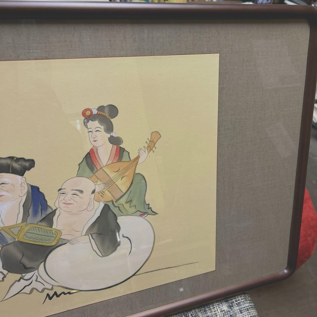 欄間額 扁額 横額　七福神　江川香夕画　縦45cm×横124cm