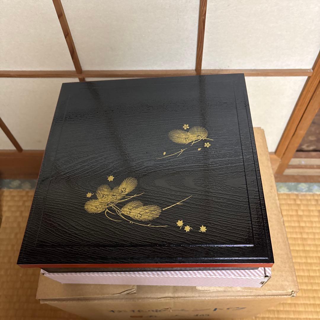 S*a様 漆器 松花堂弁当 仕切り 食器付き 溜塗 木製　5箱　未使用