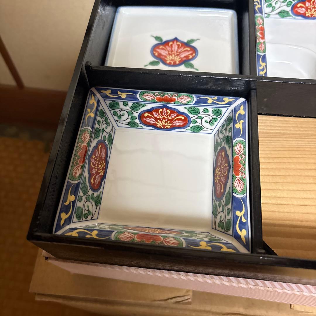 S*a様 漆器 松花堂弁当 仕切り 食器付き 溜塗 木製　5箱　未使用