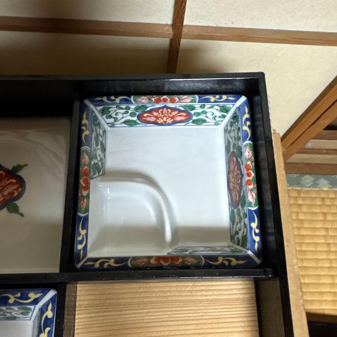 S*a様 漆器 松花堂弁当 仕切り 食器付き 溜塗 木製　5箱　未使用