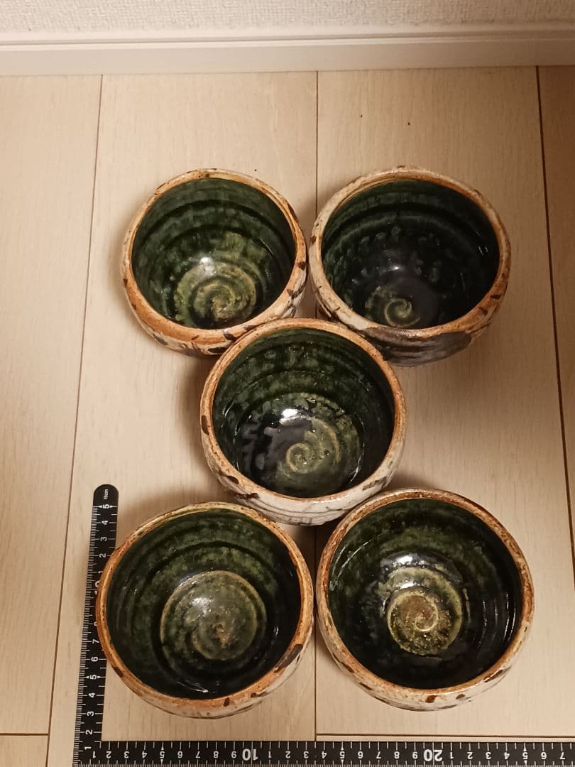 美濃焼 織部 魯山人写し 蟹絵 茶碗 佐藤和次 5客 まとめ売り