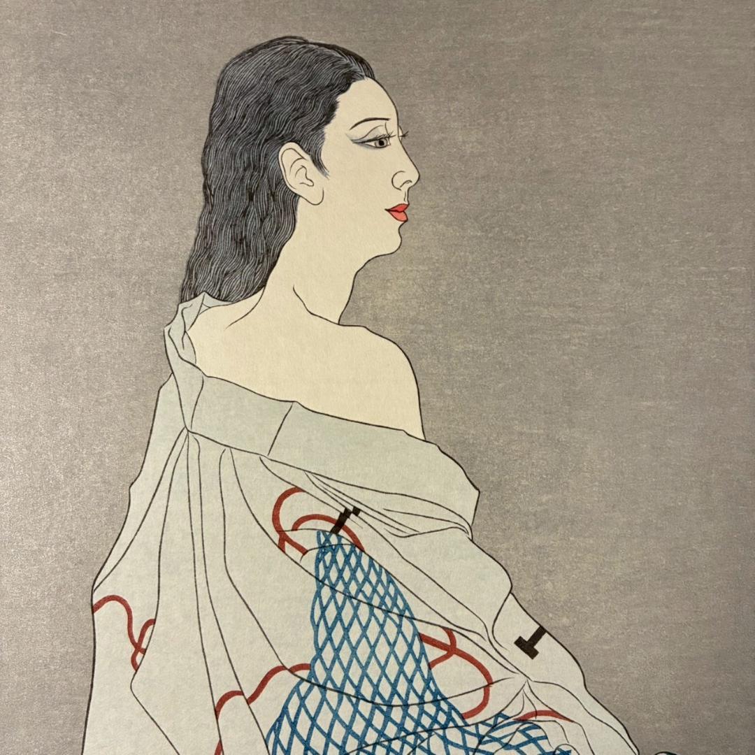 【出品3/3まで】加山又造「網」オリジナル木版画 サイン・証明シール アダチ版画