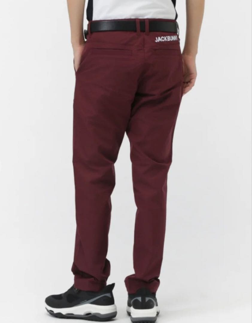 新品 パーリーゲイツ ジャックバニー ポリエステルツイル パンツ(4)M/ワイン